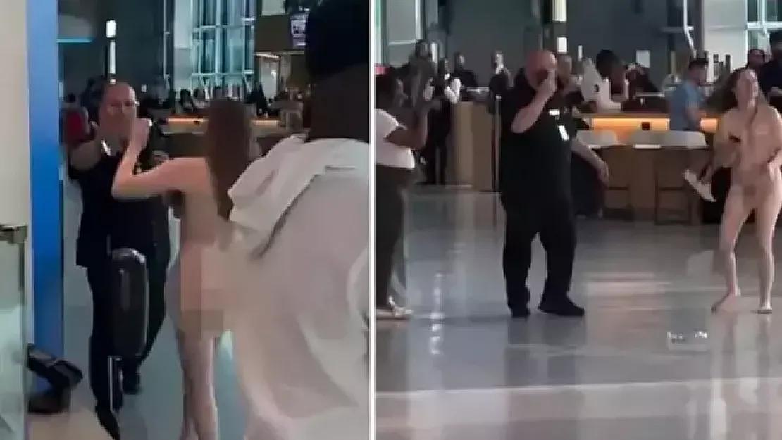 Çıplak Kadın Havalimanında Kaos Yarattı: Kalemle Saldırıp Terör Estirdi!