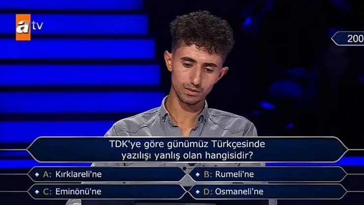 Kim Milyoner'de ki 200 bin TL'lik o soru ekran başındakilere saç baş yoldurttu!