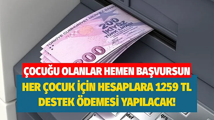 Çocuğu olanlar hemen başvursun! Her çocuk için hesaplara bin 259 TL destek ödemesi yapılacak