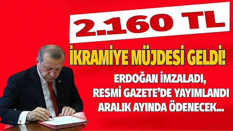 Cumhurbaşkanı imzasıyla Resmi Gazete'de yayımlandı Aralık ayında işçilere 2160 TL ikramiye müjdesi!