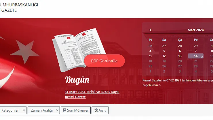 14 Mart 2024 Tarihli ve 32488 Sayılı Resmi Gazete Yayımlandı! İşte 32488 Sayılı Resmi Gazeteye Dair Ayrıntılar!