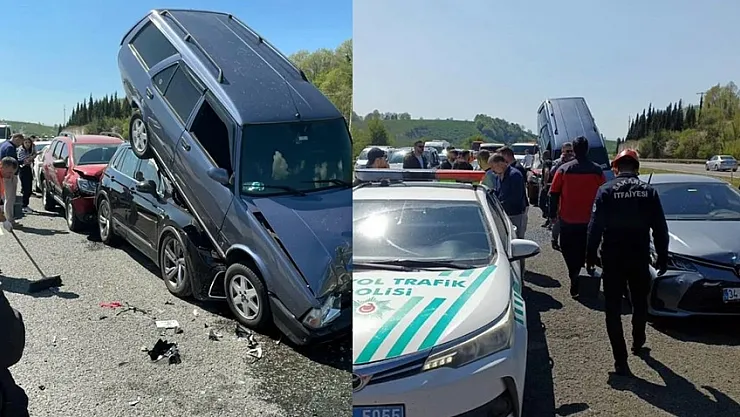 Bayram tatili için yola çıkmışlardı! Zincirleme kaza oldu, araçlar üst üste çıktı: Yaralılar var