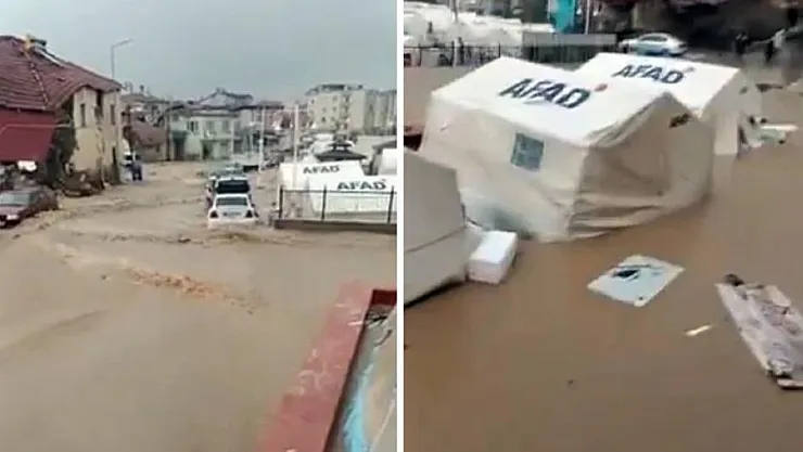 Malatya'da Şiddetli Sağanak Yağışın Ardından Cadde ve Sokaklar Sular Altında