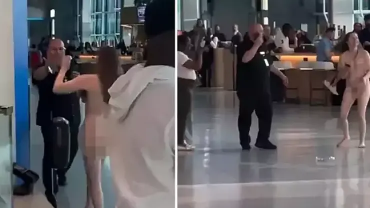 Çıplak Kadın Havalimanında Kaos Yarattı: Kalemle Saldırıp Terör Estirdi!