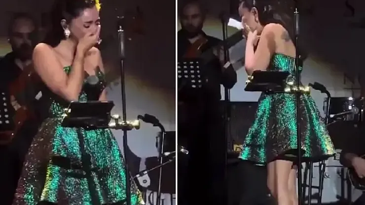 Öykü Gürman Sahneye Gözyaşları İçinde Çıktı! Volkan Konak'ın Şarkısını Söylerken Fenalık Geçirdi