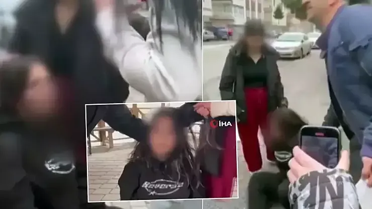 Ankara'da Kan Donduran Zorbalık: Liseli Kız Öğrenciyi Tokatlayıp Diz Çöktürdüler, Hepsi Kamerada!