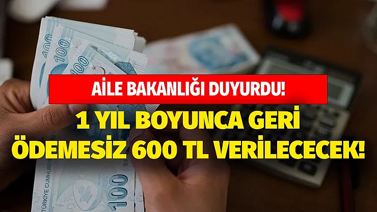 Son dakika Aile Bakanlığı duyurdu! 1 yıl boyunca geri ödemesiz 600 TL verilecek hemen gidin PTT'den alın