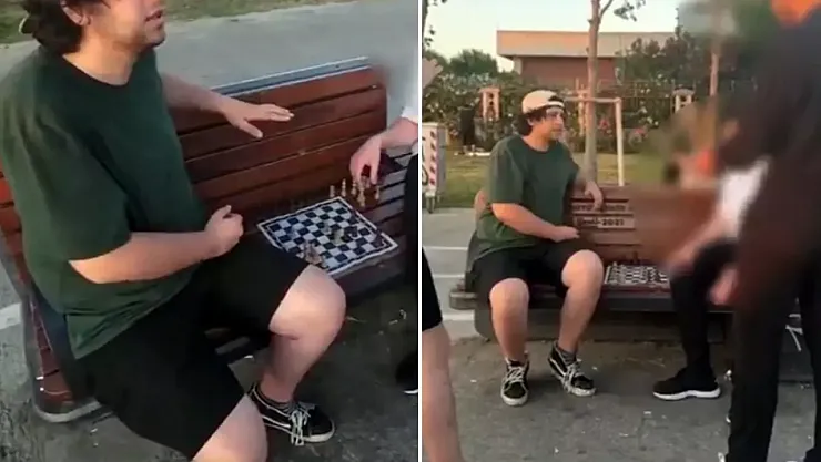 Kadıköy'de maganda bankta satranç oynayan gençleri 'Tezgah benim' diyerek kovdu